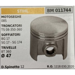 BRUMAR PISTONE COMPLETO STIHL MOTOSEGHE 08S TRONCATORI TS 08350360 SOFFIATORI BG 17 SG 17  SG 174 TRIVELLE BT 360  Ø 47 D Spino