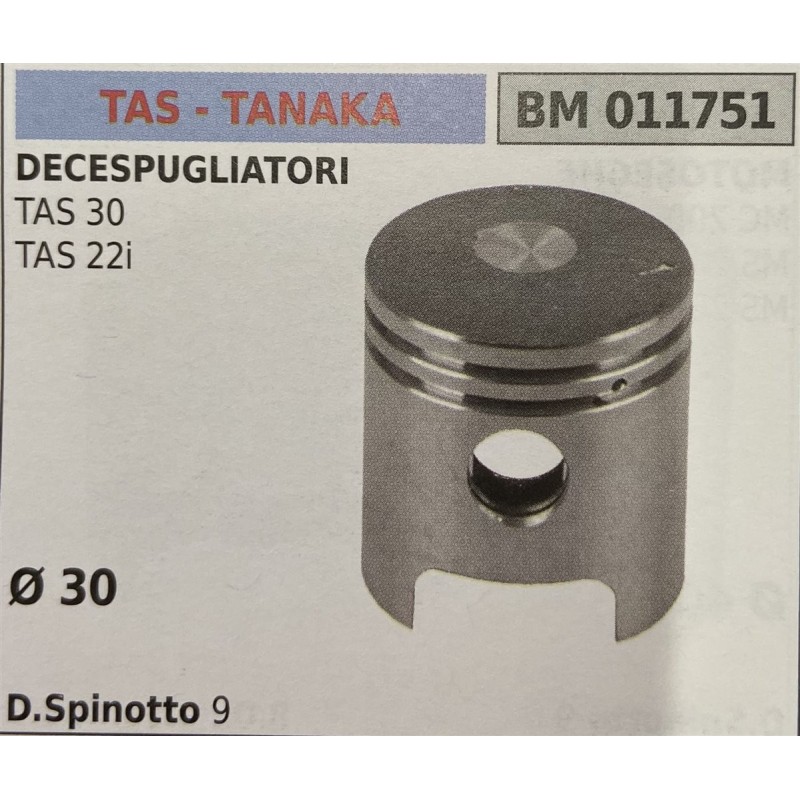 BRUMAR PISTONE COMPLETO TAS  TANAKA DECESPUGLIATORI TAS 30 TAS 22i  Ø 30 D Spinotto 9 RO