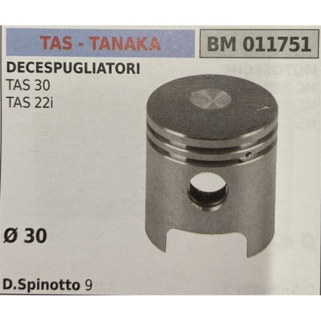 BRUMAR PISTONE COMPLETO TAS  TANAKA DECESPUGLIATORI TAS 30 TAS 22i  Ø 30 D Spinotto 9 RO