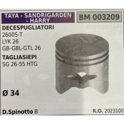 BRUMAR PISTONE COMPLETO TAYA  SANDRIGARDEN  HARRY DECESPUGLIATORI 2600ST LYK 26 GBGBLGTL 26 TAGLIASIEPI SG 2655 HTG  Ø 34 D Spi