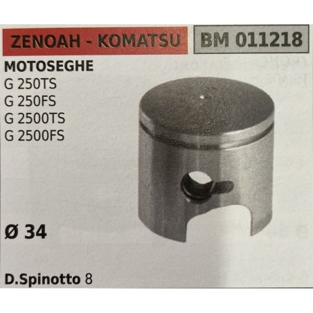 BRUMAR PISTONE COMPLETO ZENOAH  KOMATSU MOTOSEGHE G 250TS G 250FS G 2500TS G 2500FS   Ø 34 D Spinotto 8 RO