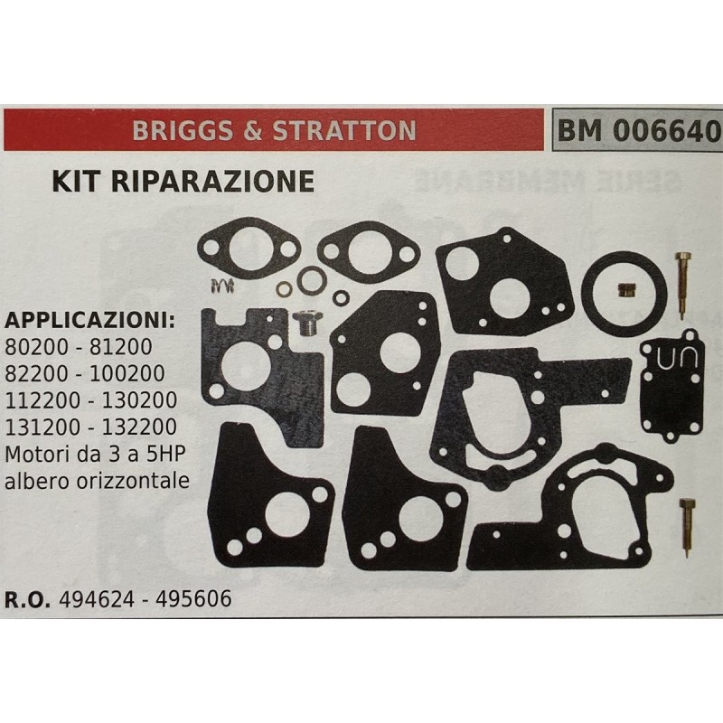 BRUMAR MEMBRANAKIT RIPARAZIONE BRIGGS & STRATTON  KIT RIPARAZIONE  APPLICAZIONI 92500  93500 94500  95500 Motori da 3 a 5HO alb