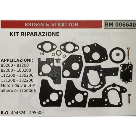 BRUMAR MEMBRANAKIT RIPARAZIONE BRIGGS & STRATTON  KIT RIPARAZIONE  APPLICAZIONI 92500  93500 94500  95500 Motori da 3 a 5HO alb