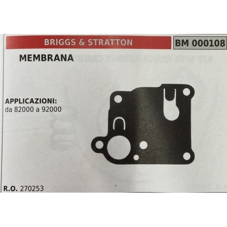 BRUMAR MEMBRANAKIT RIPARAZIONE BRIGGS & STRATTON  MEMBRANA  APPLICAZIONI da 82000 a 92000   RO 270253