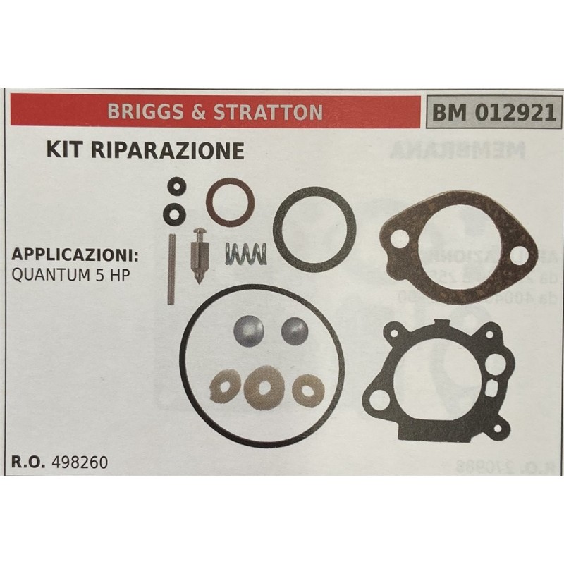 BRUMAR MEMBRANAKIT RIPARAZIONE BRIGGS & STRATTON  KIT RIPARAZIONE  APPLICAZIONI QUANTUM 5 HP   RO 498260