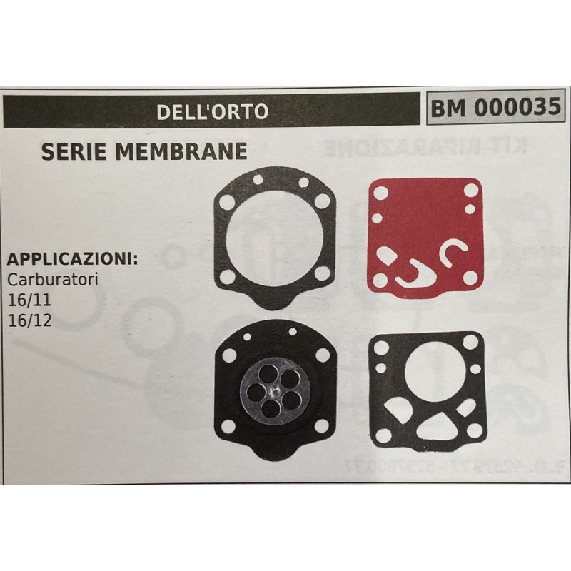 BRUMAR MEMBRANAKIT RIPARAZIONE DELL'ORTO  SERIE MEMBRANE  APPLICAZIONI Carburatori 1611 1612   RO