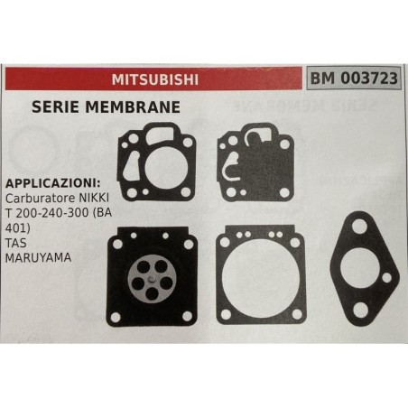 BRUMAR MEMBRANAKIT RIPARAZIONE MITSUBISHI  SERIE MEMBRANE  APPLICAZIONI Carburatore NIKKI T 200240300 (BA 401) TAS MARUYAMA  RO