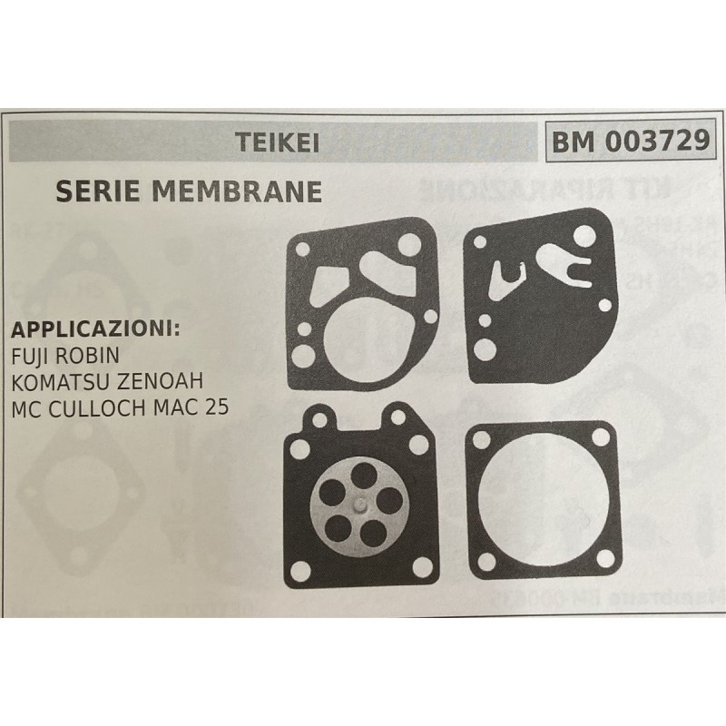 BRUMAR MEMBRANAKIT RIPARAZIONE TEIKEI  SERIE MEMBRANE  APPLICAZIONI FUJI ROBIN KOMATSU ZENOAH MC CULLOCH MAC 25  RO
