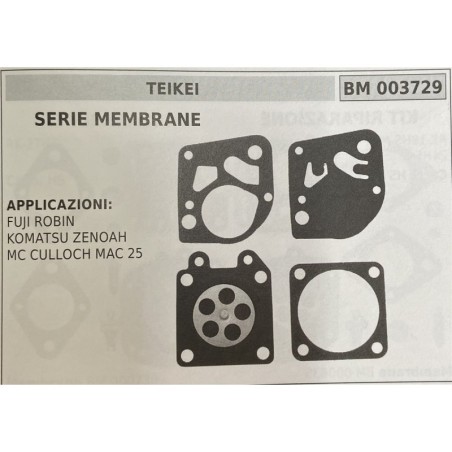 BRUMAR MEMBRANAKIT RIPARAZIONE TEIKEI  SERIE MEMBRANE  APPLICAZIONI FUJI ROBIN KOMATSU ZENOAH MC CULLOCH MAC 25  RO