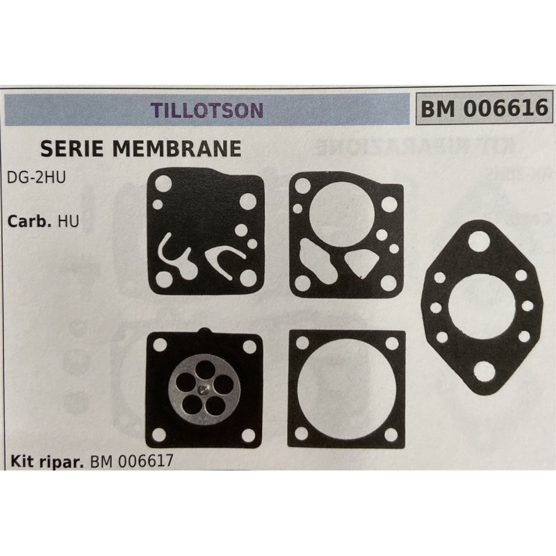 BRUMAR MEMBRANAKIT RIPARAZIONE TILLOTSON  SERIE MEMBRANE DG2HU  Carb HU  Kit ripar BM 006617