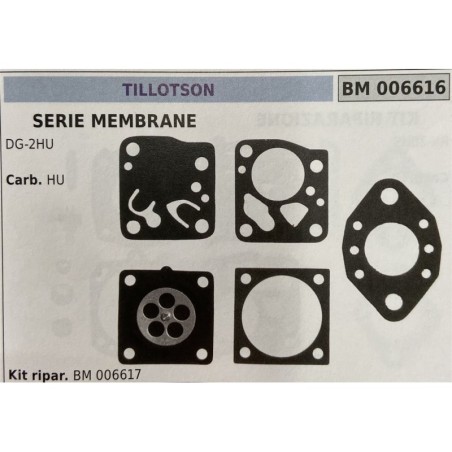 BRUMAR MEMBRANAKIT RIPARAZIONE TILLOTSON  SERIE MEMBRANE DG2HU  Carb HU  Kit ripar BM 006617