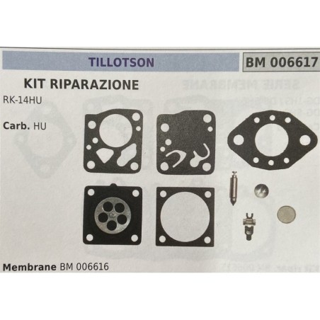 BRUMAR MEMBRANAKIT RIPARAZIONE TILLOTSON  KIT RIPARAZIONE RK14HU  Carb HU  Membrane BM 006616