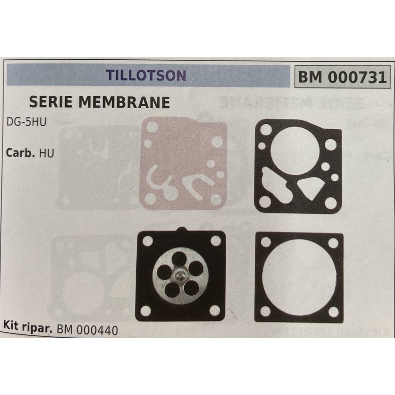 BRUMAR MEMBRANAKIT RIPARAZIONE TILLOTSON  SET MEMBRANE DG5HU  Carb HU  Kit ripar BM 000440