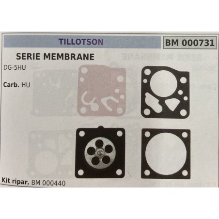 BRUMAR MEMBRANAKIT RIPARAZIONE TILLOTSON  SET MEMBRANE DG5HU  Carb HU  Kit ripar BM 000440