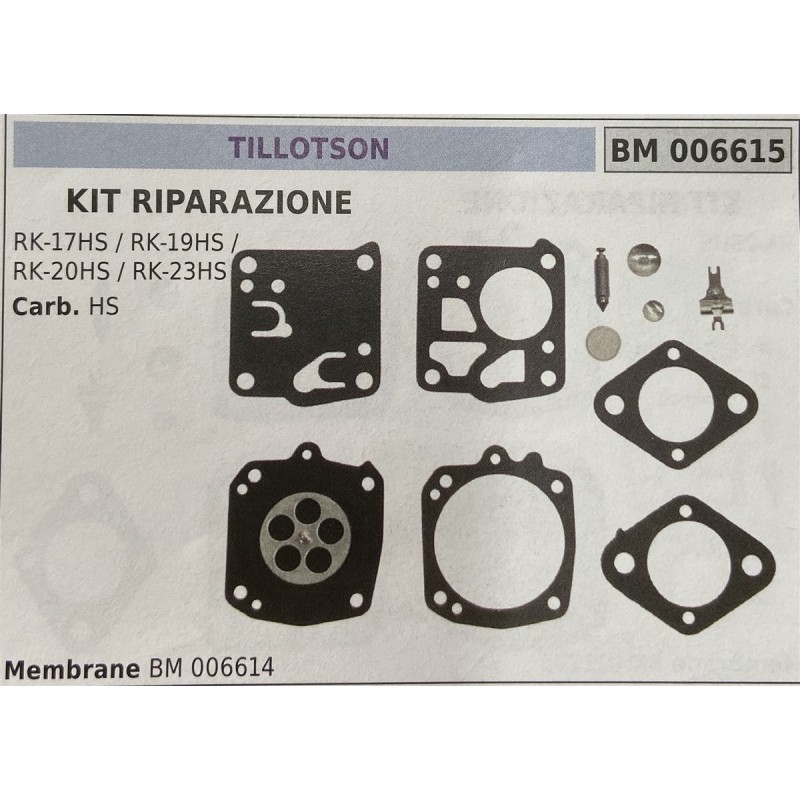 BRUMAR MEMBRANAKIT RIPARAZIONE TILLOTSON  KIT RIPARAZIONE RK17HS  RK19HS  RK20HS  RK23HS  Carb HS  Membrane BM 006614