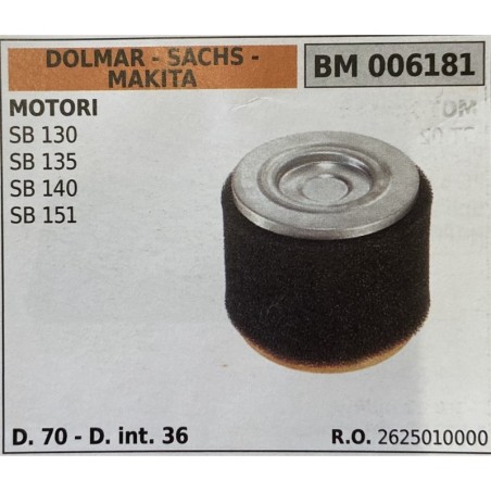 BRUMAR FILTRO DOLMAR  SACHS  MAKITA  MOTORI SB 130 SB 135 SB 140 SB 151  D 70  D int 36 RO 2625010000