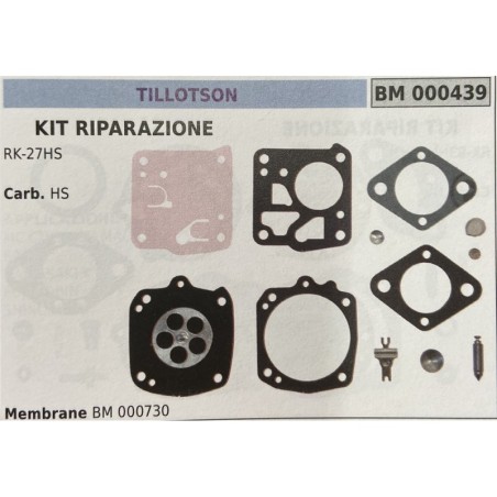 BRUMAR MEMBRANAKIT RIPARAZIONE TILLOTSON  KIT RIPARAZIONE RK27HS  Carb HS  Membrane BM 000730