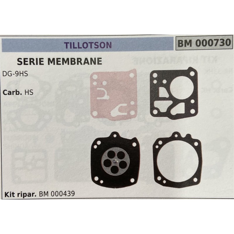 BRUMAR MEMBRANAKIT RIPARAZIONE TILLOTSON  SERIE MEMBRANE DG9HS  Carb HS  Membrane BM 000439
