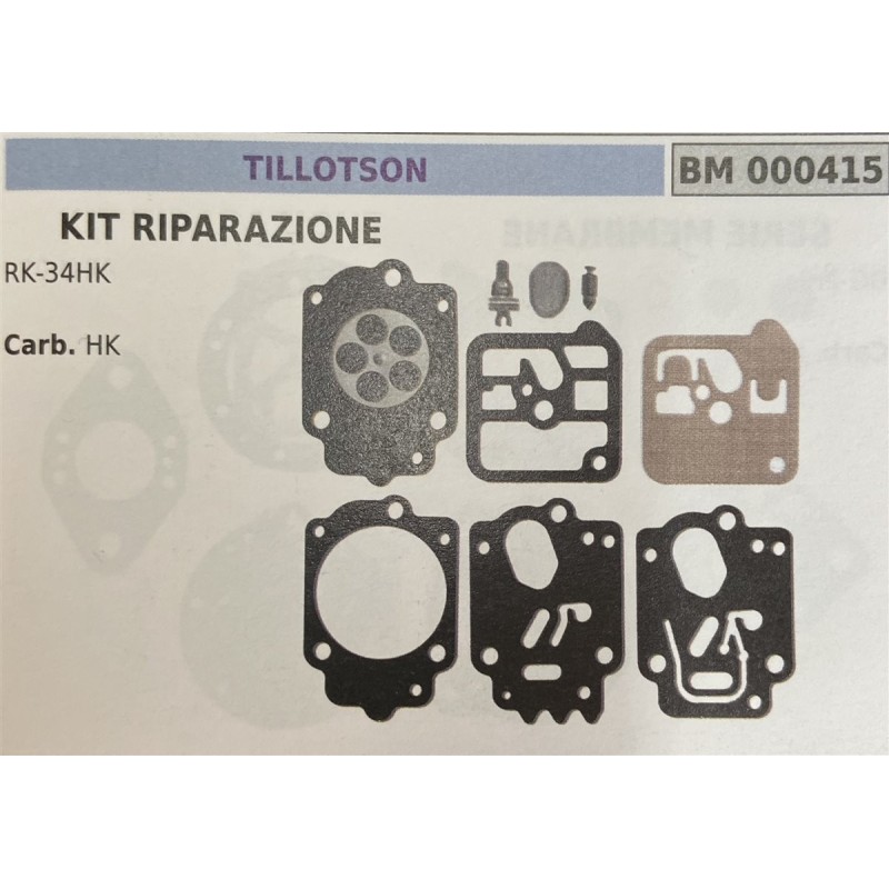 BRUMAR MEMBRANAKIT RIPARAZIONE TILLOTSON  KIT RIPARAZIONE RK34HK  Carb HK  RO