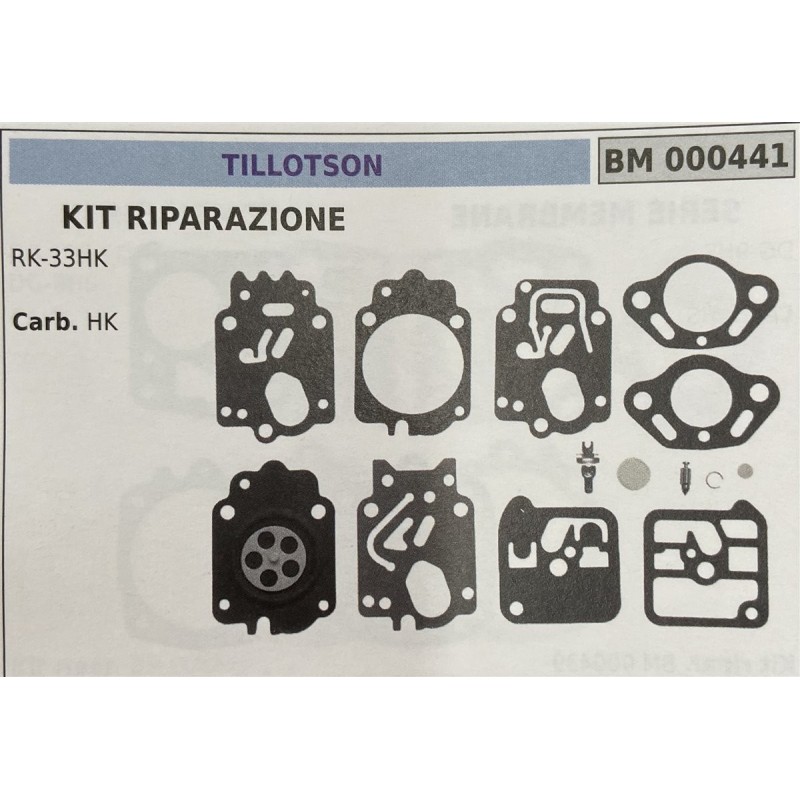 BRUMAR MEMBRANAKIT RIPARAZIONE TILLOTSON  KIT RIPARAZIONE RK33HK  Carb HK  RO