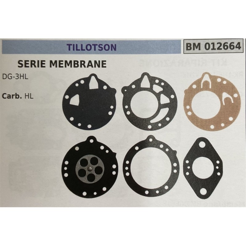 BRUMAR MEMBRANAKIT RIPARAZIONE TILLOTSON  SERIE MEMBRANE DG3HL  Carb HL  RO