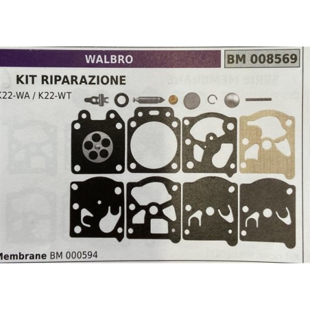 BRUMAR MEMBRANAKIT RIPARAZIONE WALBRO  KIT RIPARAZIONE K22WA  K22WT   Membrane BM 000594