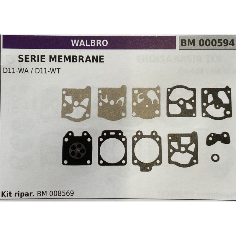 BRUMAR MEMBRANAKIT RIPARAZIONE WALBRO  SERIE MEMBRANE D11WA  D11WT  Kit ripar BM 008569