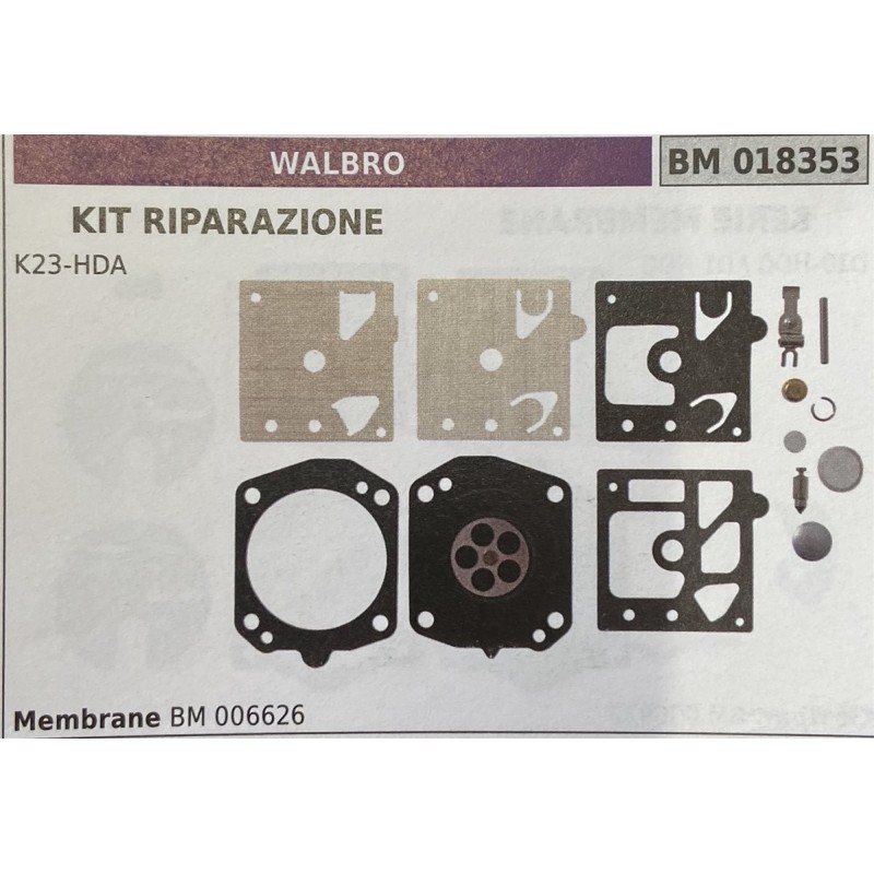 BRUMAR MEMBRANAKIT RIPARAZIONE WALBRO  KIT RIPARAZIONE K23HDA  Membrane BM 006626