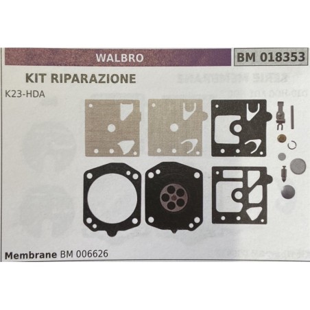 BRUMAR MEMBRANAKIT RIPARAZIONE WALBRO  KIT RIPARAZIONE K23HDA  Membrane BM 006626