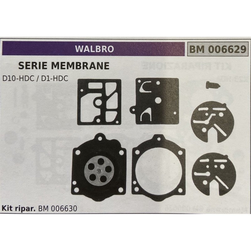 BRUMAR MEMBRANAKIT RIPARAZIONE WALBRO  SERIE MEMBRANE D10HDC  D1HDC  Kit ripar BM 006630  BM 000676