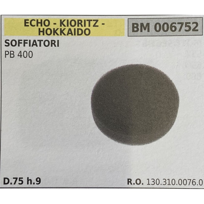 BRUMAR FILTRO ECHO  KIORITZ  HOKKAIDO  SOFFIATORI PB 400  D75 h9 RO 13031000760
