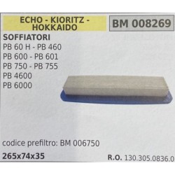 BRUMAR FILTRO ECHO  KIORITZ  HOKKAIDO  SOFFIATORI PB 60 H  PB 460 PB 600  PB 601 PB 750  PB 755 PB 4600 PB 6000  codice prefilt