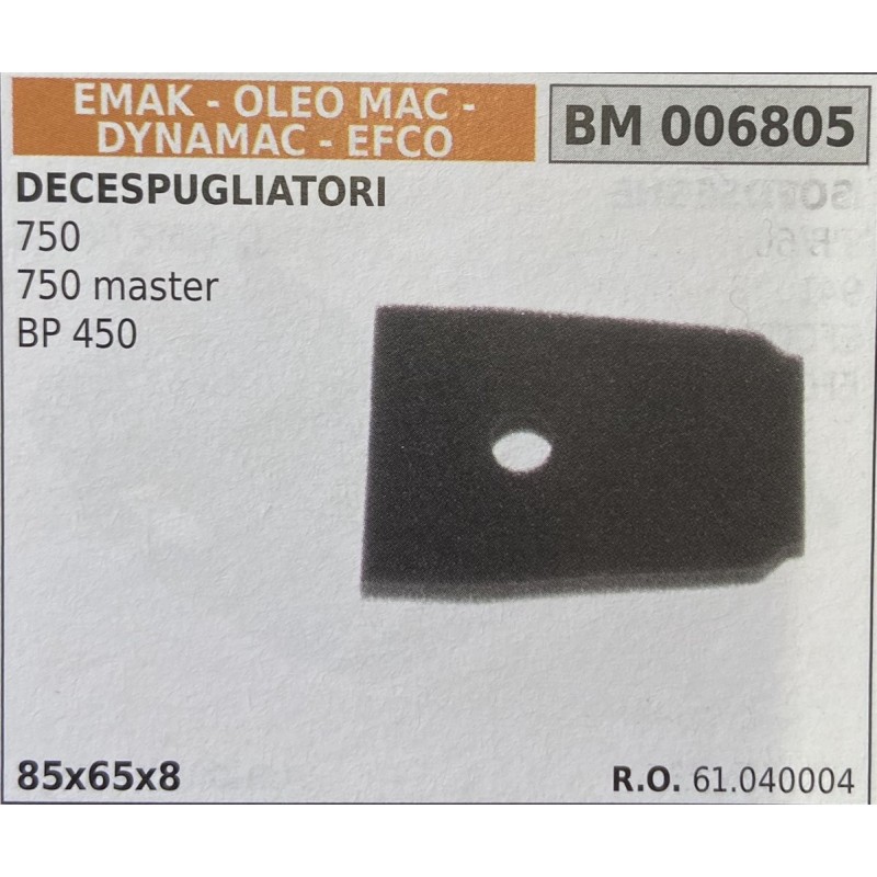 BRUMAR FILTRO EMAK  OLEO MAC  DYNAMAC  EFCO  DECESPUGLIATORI 750 750 master BP 450  85x65x8 RO 61040004