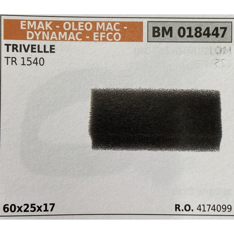 BRUMAR FILTRO EMAK  OLEO MAC  DYNAMAC  EFCO  TRIVELLE TR 1540  60x25x17 RO 4174099