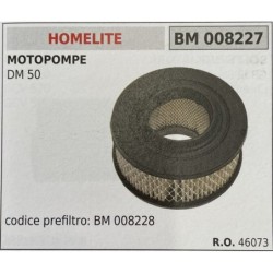 BRUMAR FILTRO HOMELITE  MOTOPOMPE DM 50  codice prefiltro: BM 008228 RO 46073