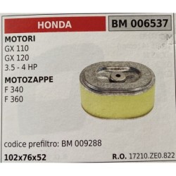 BRUMAR FILTRO HONDA  MOTORI GX 110 GX 120 35  4 HP MOTOZAPPE F 340 F 360  codice prefiltro: BM 009288 102x76x52 RO 17210ZE0822