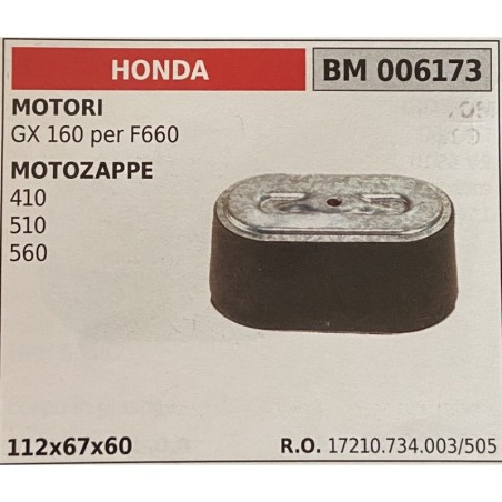 BRUMAR FILTRO HONDA  MOTORI GX 160 per F660 MOTOZAPPE 410 510 560  112x67x60 RO 17210734003505