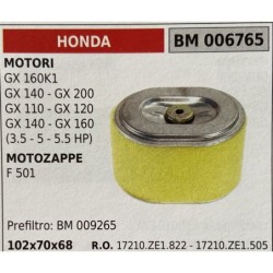 BRUMAR FILTRO HONDA  MOTORI GX 160K1 GX 140  GX 200 GX 110  GX 120 GX 140  GX 160 (35  5  55 HP) MOTOZAPPE F 501  prefiltro: BM