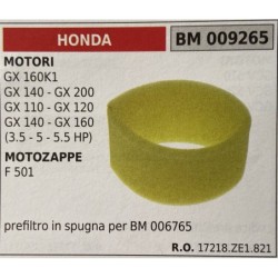 BRUMAR FILTRO HONDA  MOTORI GX 160K1 GX 140  GX 200 GX 110  GX 120 GX 140  GX 160 (35  5  55 HP) MOTOZAPPE F 501  prefiltro in