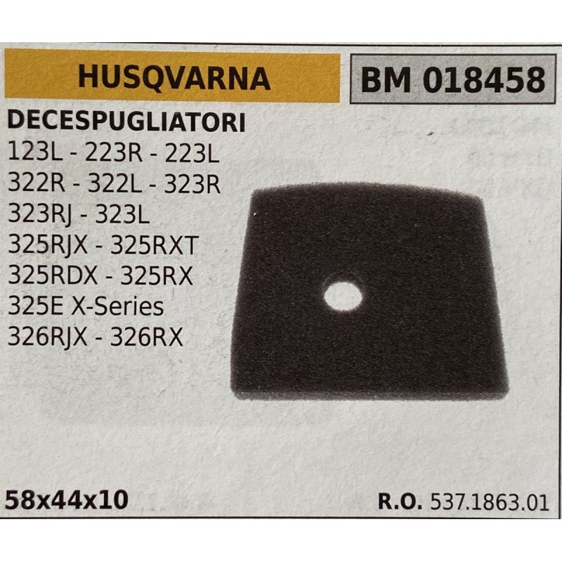 BRUMAR FILTRO HUSQVARNA  DECESPUGLIATORI 123L  223R  223L 322R  322L  323R 323RJ  323L 325RJX  325RXT 325RDX  325RX 325E XSerie