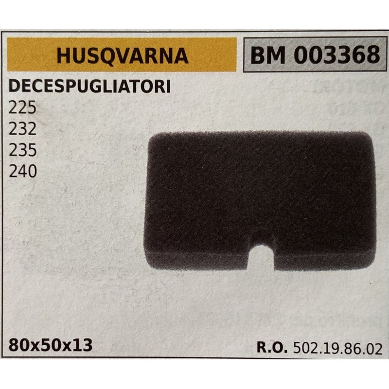 BRUMAR FILTRO HUSQVARNA  DECESPUGLIATORI 225 232 235 240  80x50x13 RO 502198602