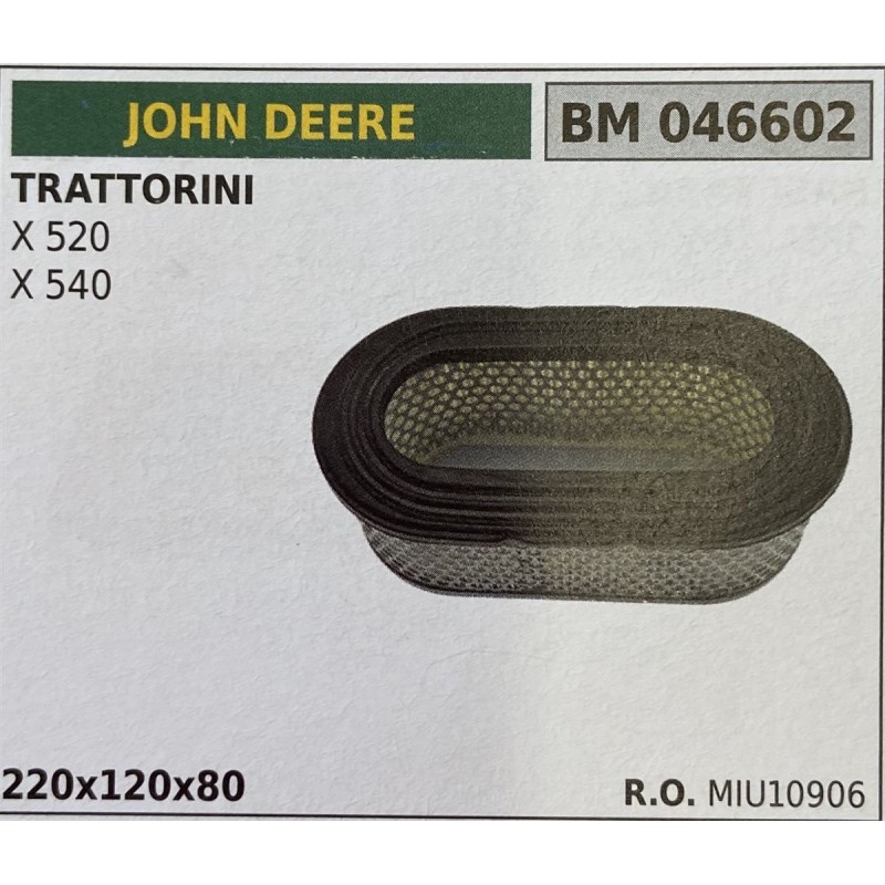 BRUMAR FILTRO JOHN DEERE  TRATTORINI X 520 X 540  220x120x80 RO MIU10906
