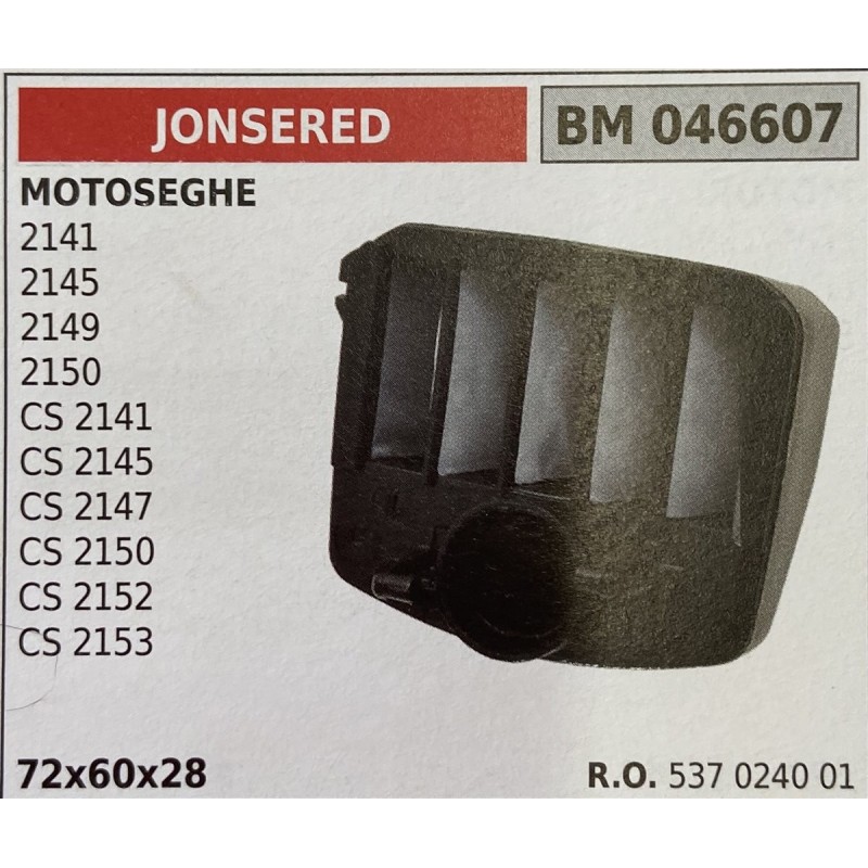 BRUMAR FILTRO JONSERED  MOTOSEGHE 2141 2145 2149 2150 CS 2141 CS 2145 CS 2147 CS 2150 CS 2152 CS 2153  72x60x28 RO 537 0240 01