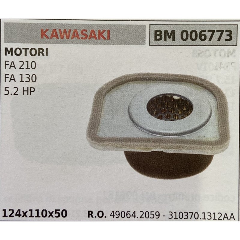 BRUMAR FILTRO KAWASAKI  MOTORI FA 210 FA 130 52 HP  124x110x50 RO 490642059  3103701312AA