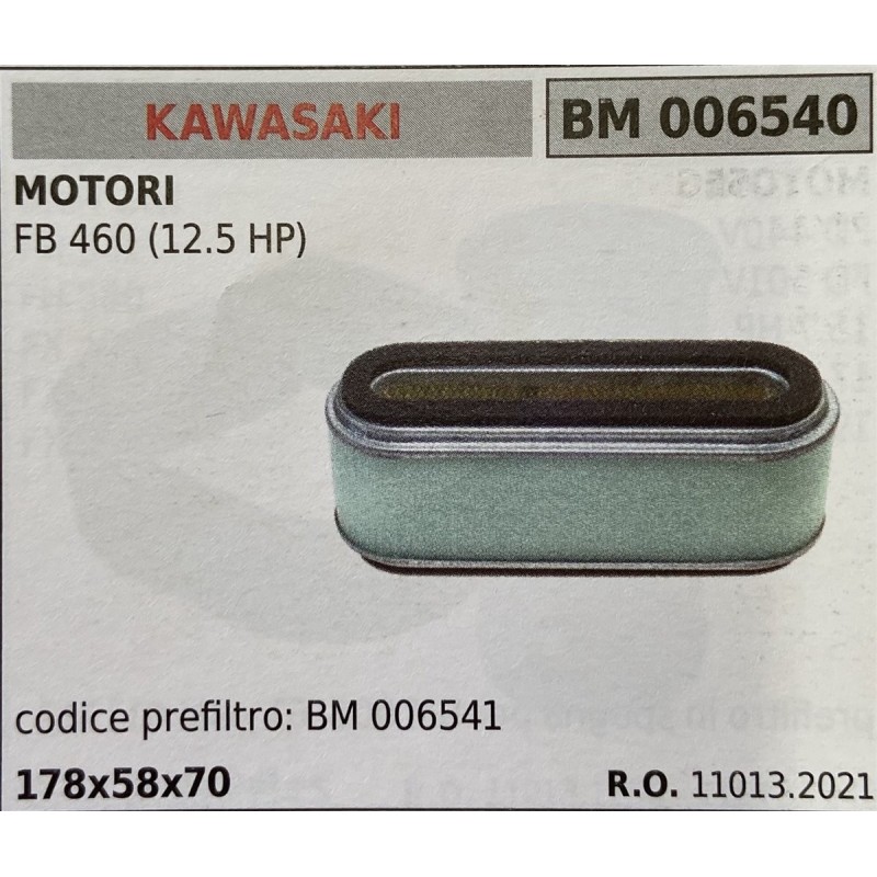 BRUMAR FILTRO KAWASAKI  MOTORI FB 460 (125 HP)  codice prefiltro: BM 006541 178x58x70 RO 110132021