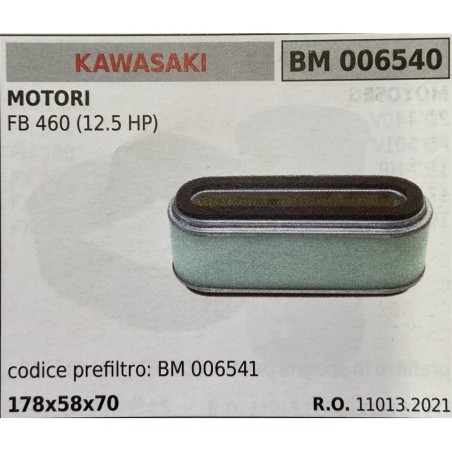 BRUMAR FILTRO KAWASAKI  MOTORI FB 460 (125 HP)  codice prefiltro: BM 006541 178x58x70 RO 110132021