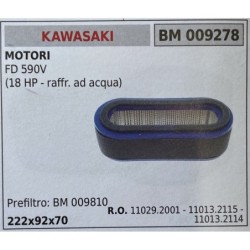 BRUMAR FILTRO KAWASAKI  MOTORI FD 590V (18 HP  raff ad acqua)  prefiltro: BM 009810 222x92x70 RO 110292001  110132115  11013211