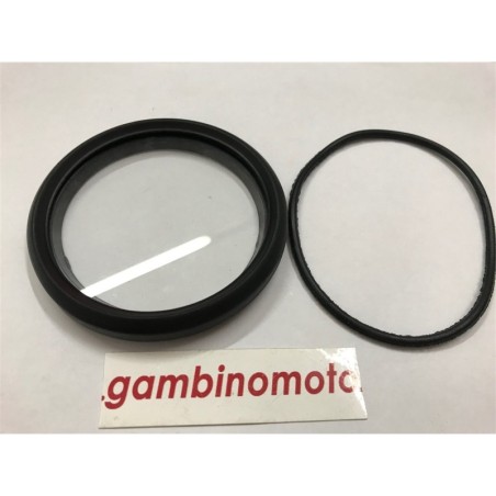 GHIERA + VETRO CONTACHILOMETRI NERA E GUARNIZIONE VESPA 125 150 200 PX 1° SERIE