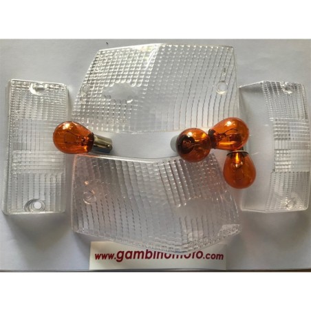 COPERCHI INDICATORI BIANCHE FRECCE VESPA 125 150 200 PX ARCOBALENO CON LAMPADE ARANCIONI INCLUSE