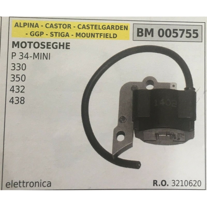 BOBINA BRUMAR ELETTRONICA ALPINA  CASTOR  CASTELGARDEN  GGP  STIGA  MOUNTFIELD MOTOSEGHE P34MINI  330  350  432  438